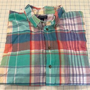 Lands' End old style Red and Blue Casual Button Down Shirt size XXL (18-18 1/2)